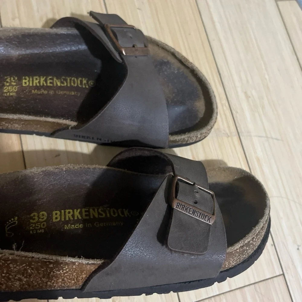 Birkenstock Madrid-Birko Brown Leather Sandals with Adjustable Buckles size 39 - Picture 2 of 9